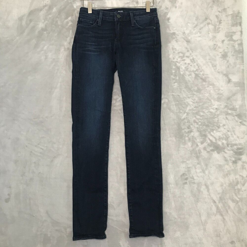 Paige Skyline Skinny Womens 27 Luella Dark Wash Mid Rise Pockets Stretch - Picture 2 of 14
